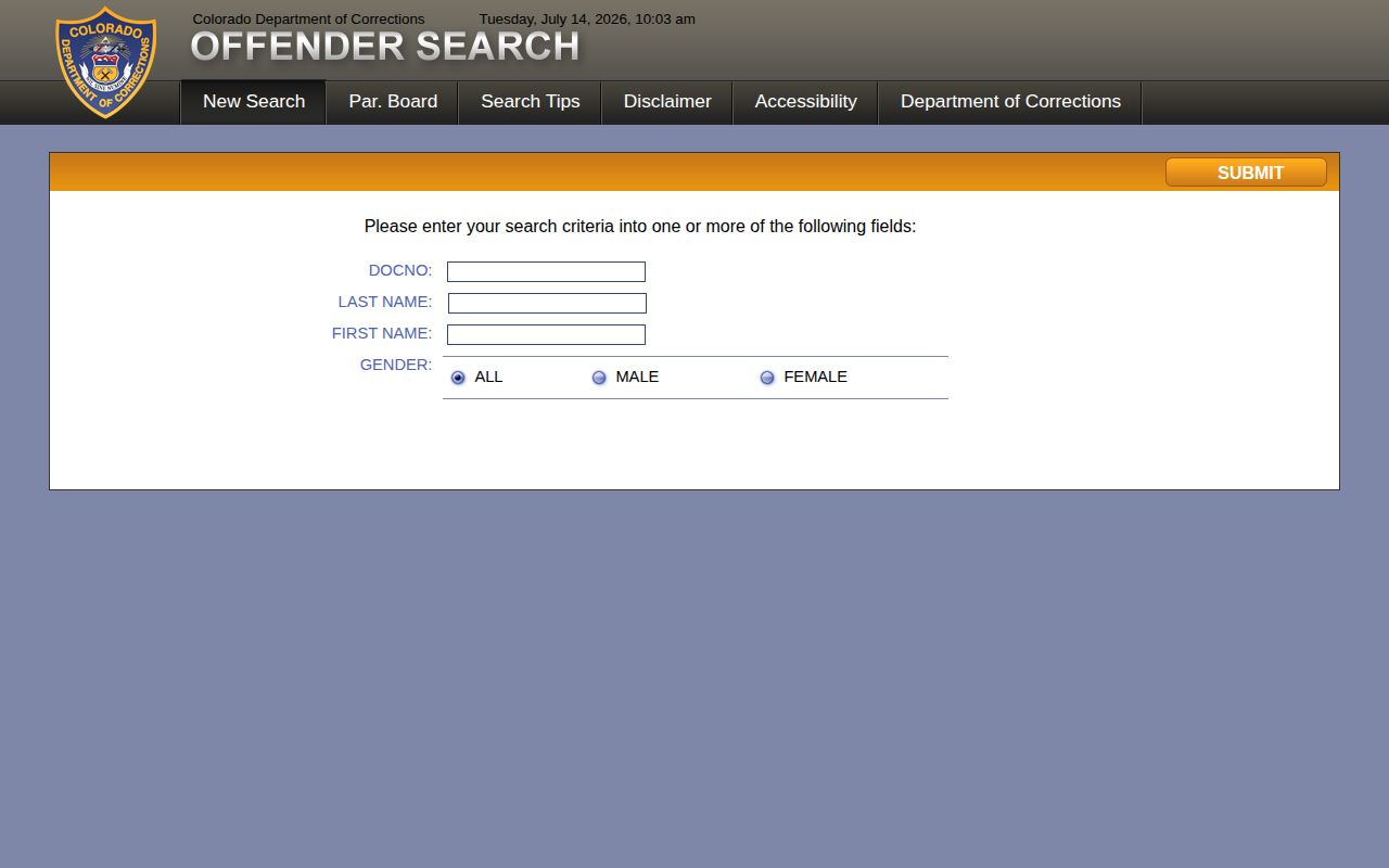 Bent County released inmates CDOC offender search form