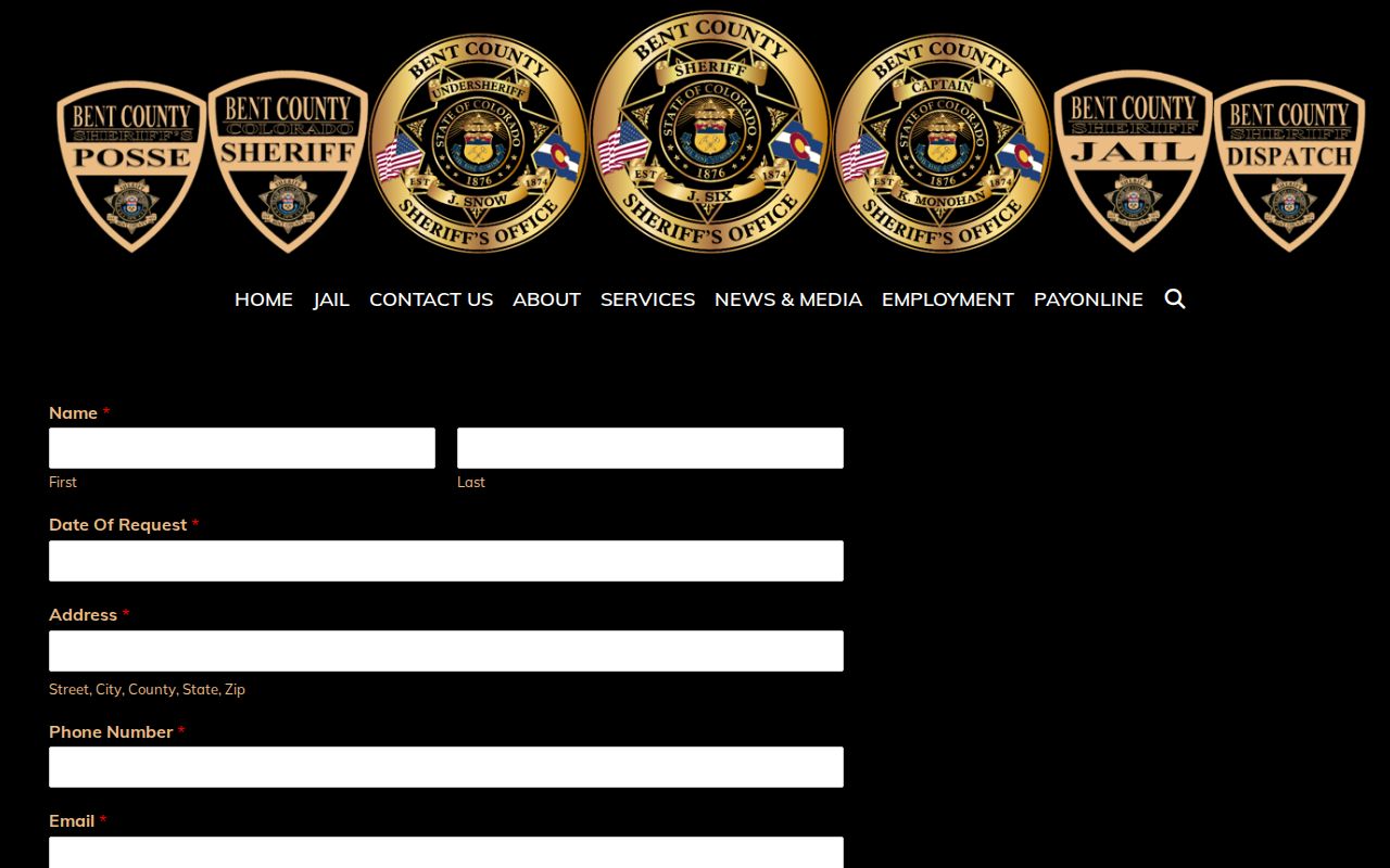 Bent County Jail release records request form